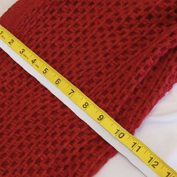 Modena Women's Knitted Elegant Red Knit Scarf. Winter,Warm,Versatile - Picture 7 of 8